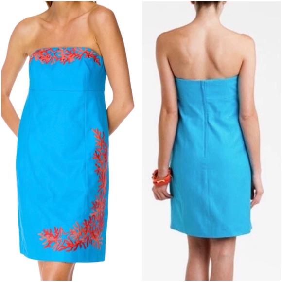 Lilly Pulitzer Dresses & Skirts - Lilly Pulitzer Size 10 Bowen Tourquise Lorac Panel Embroidery Strapless Dress